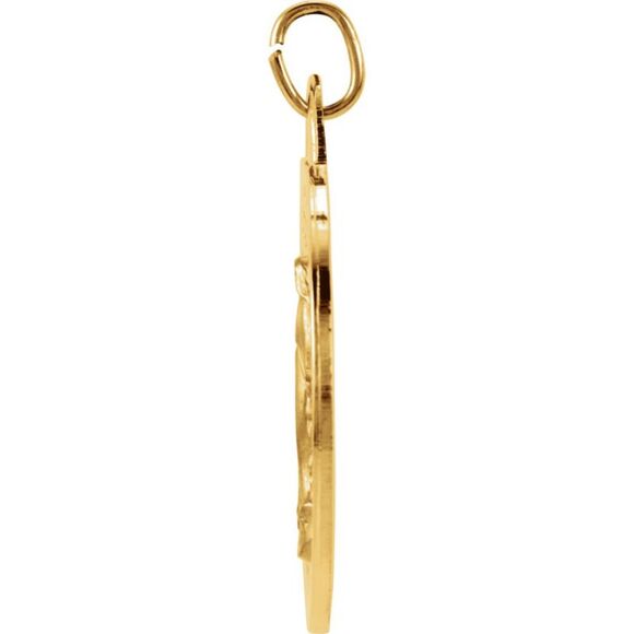 14k Yellow Gold Round Miraculous Medal Pendant, 25mm (1 Inch)